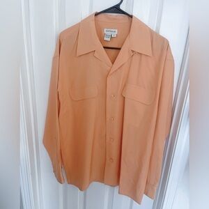 Ann Taylor Womens 100% Silk‎ orange Lightweight Long Sleeve Shirt Petite